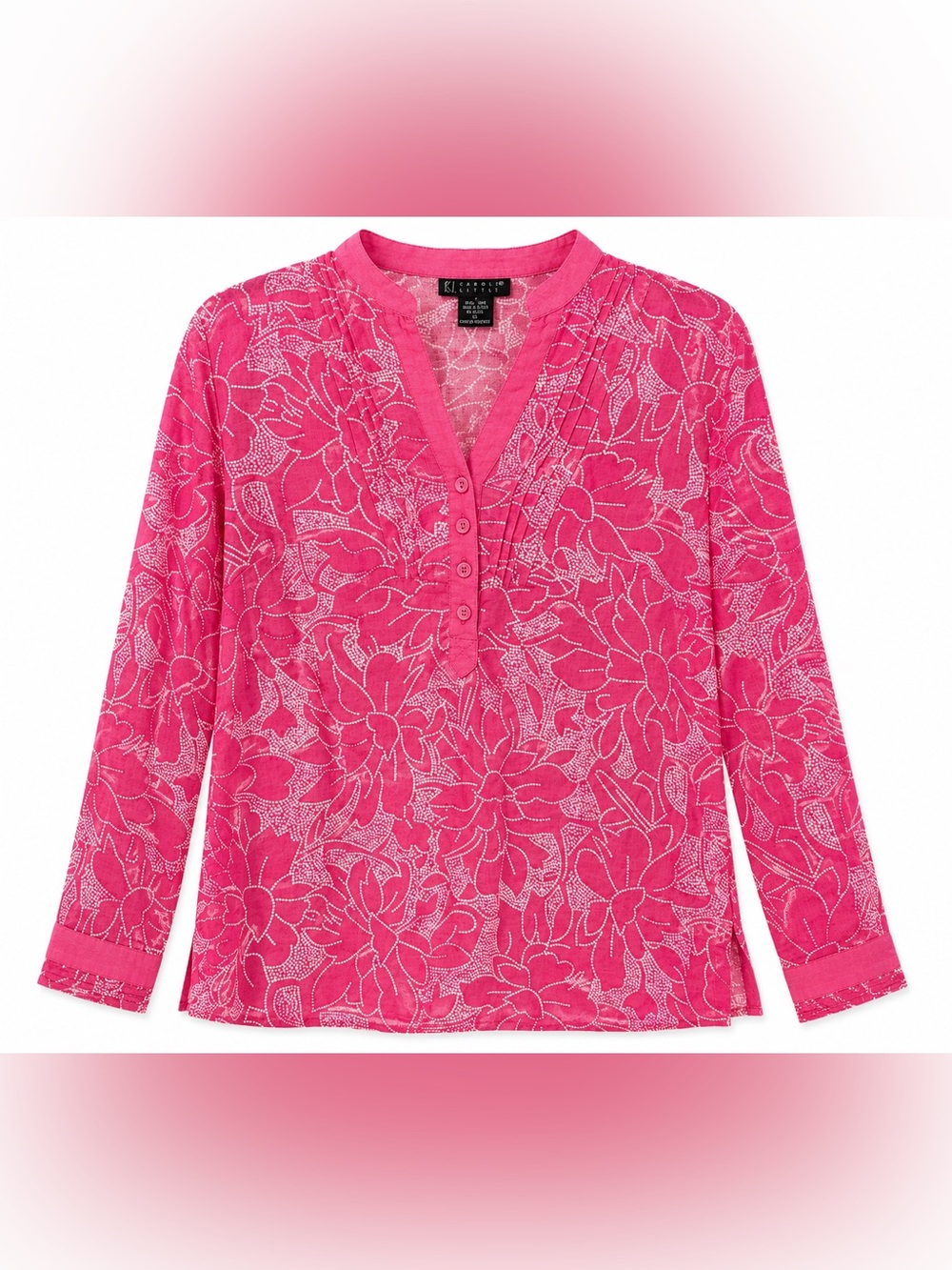 Carole Little 100% Linen Pink Floral Tunic Top-S